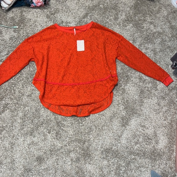 NWT Free People Not Cold In This Top In Red Size XS OVERSIZED - Picture 4 of 11